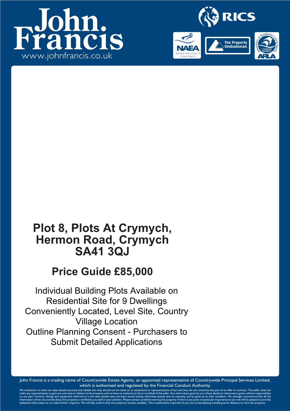Plot 8, Plots at Crymych, Hermon Road, Crymych SA41 3QJ Price Guide £85,000