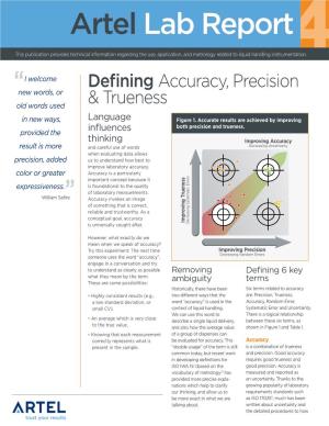 Defining Accuracy, Precision & Trueness