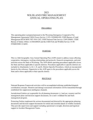 2021 Wildland Fire Management Annual Operating Plan
