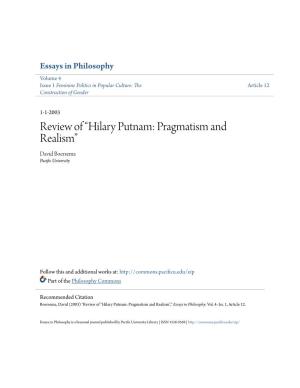 Review of Â•Œhilary Putnam: Pragmatism and Realismâ•Š