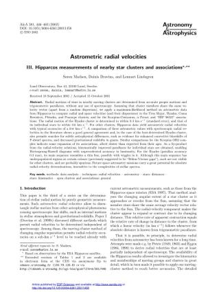 Astrometric Radial Velocities