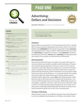 Advertising: Dollars and Decisions