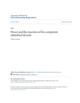 Power and the Rejection of the Competent Attitudinal Deviant William Stanton