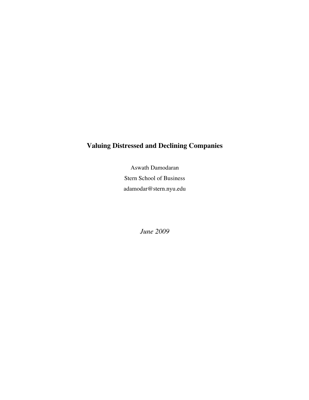 Valuing Distressed Companies