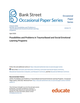 Possibilities and Problems in Trauma-Based and Social Emotional Learning Programs