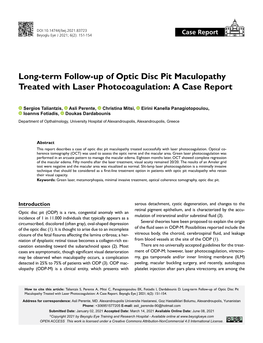 Long-Term Follow-Up of Optic Disc Pit Maculopathy Treated with Laser Photocoagulation: a Case Report
