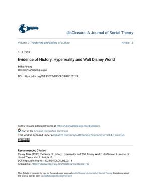 Evidence of History: Hyperreality and Walt Disney World