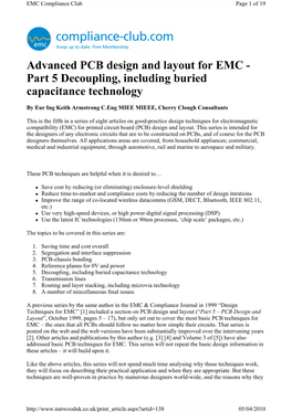 Advanced PCB Design and Layout for EMC - Part 5 Decoupling, Including Buried Capacitance Technology