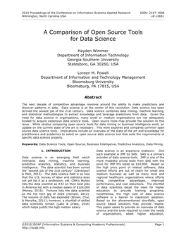 A Comparison of Open Source Tools for Data Science