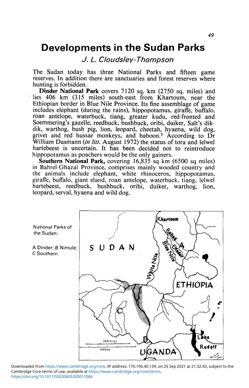 Developments in the Sudan Parks J