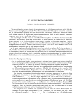 ON NOVIKOV-TYPE CONJECTURES This Paper Is Based on Lectures