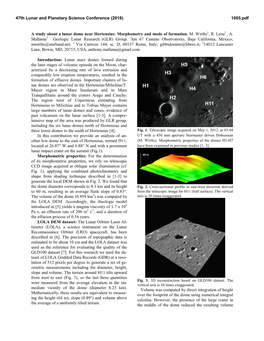A Study About a Lunar Dome Near Hortensius: Morphometry and Mode of Formation