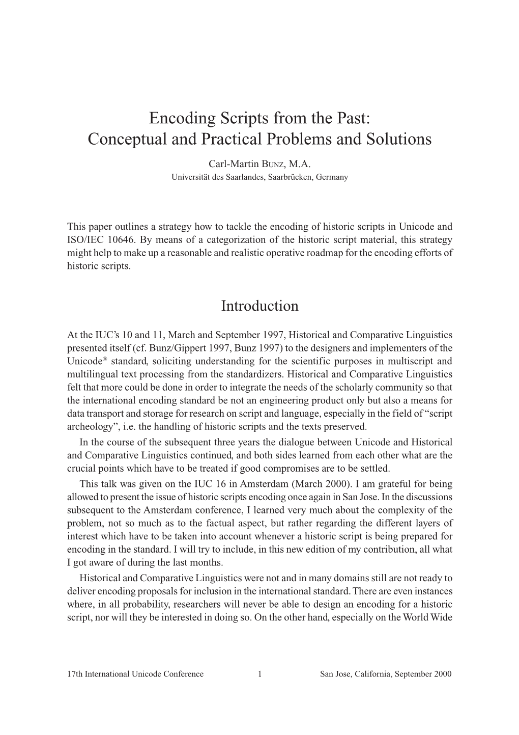 Encoding Scripts from the Past: Conceptual and Practical Problems and Solutions