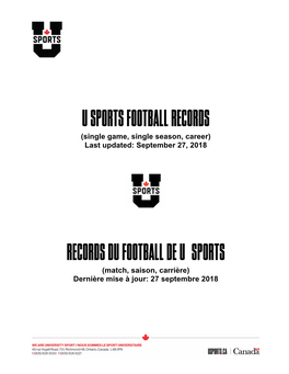 U SPORTS Football RECORDS RECORDS DU Football DE U SPORTS