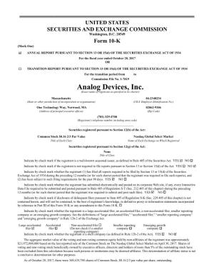 Analog Devices, Inc. (Exact Name of Registrant As Specified in Its Charter)