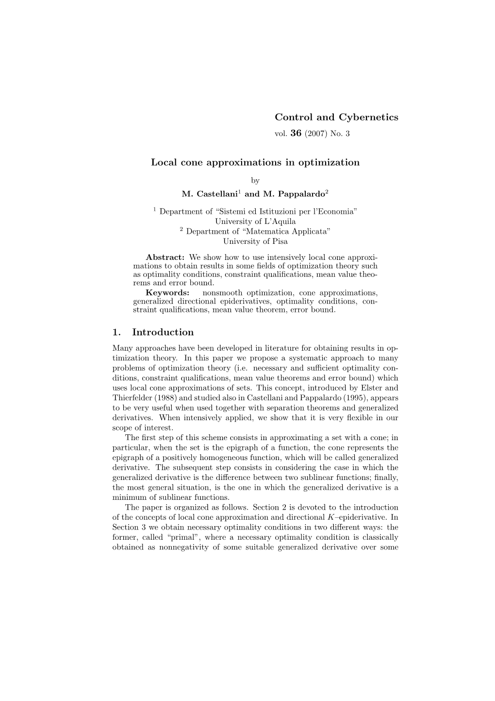 Local Cone Approximations in Optimization