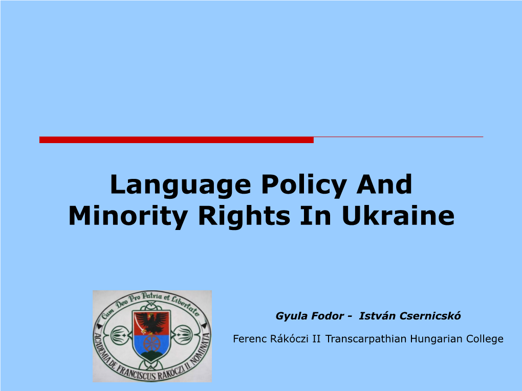 The European Charter for Regional Or Minority Languages in Ukraine  Conclusions 1