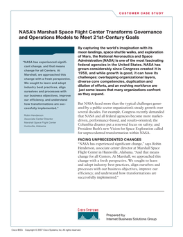 NASA's Marshall Space Flight Center Transforms Governance