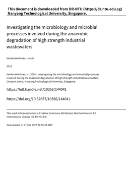 Investigating the Microbiology and Microbial Processes Involved During the Anaerobic Degradation of High Strength Industrial Wastewaters
