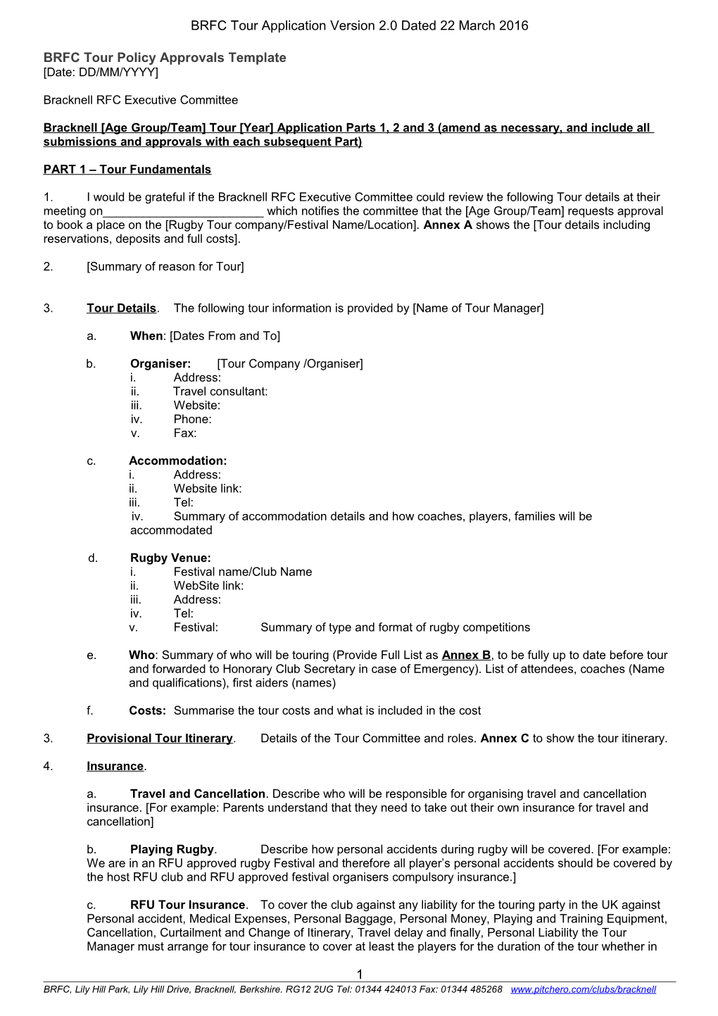 BRFC Tour Policy Approvals Template