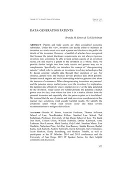 Data-Generating Patents