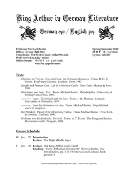 King Arthur in German Literature