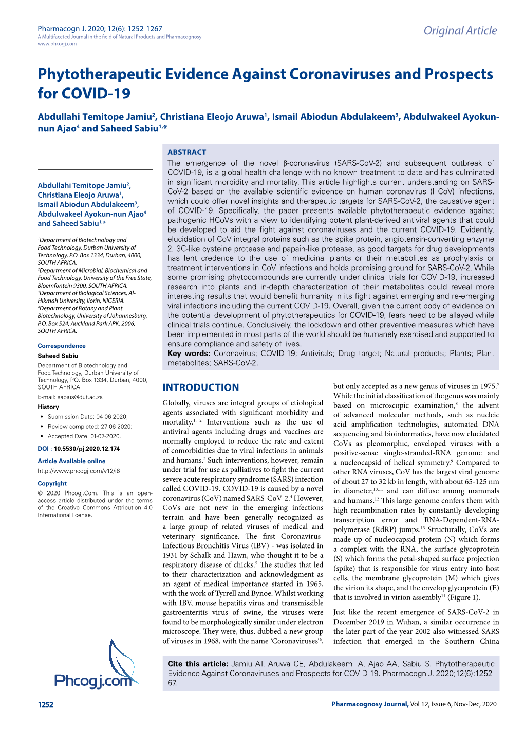 Phcogj.Com Phytotherapeutic Evidence Against Coronaviruses