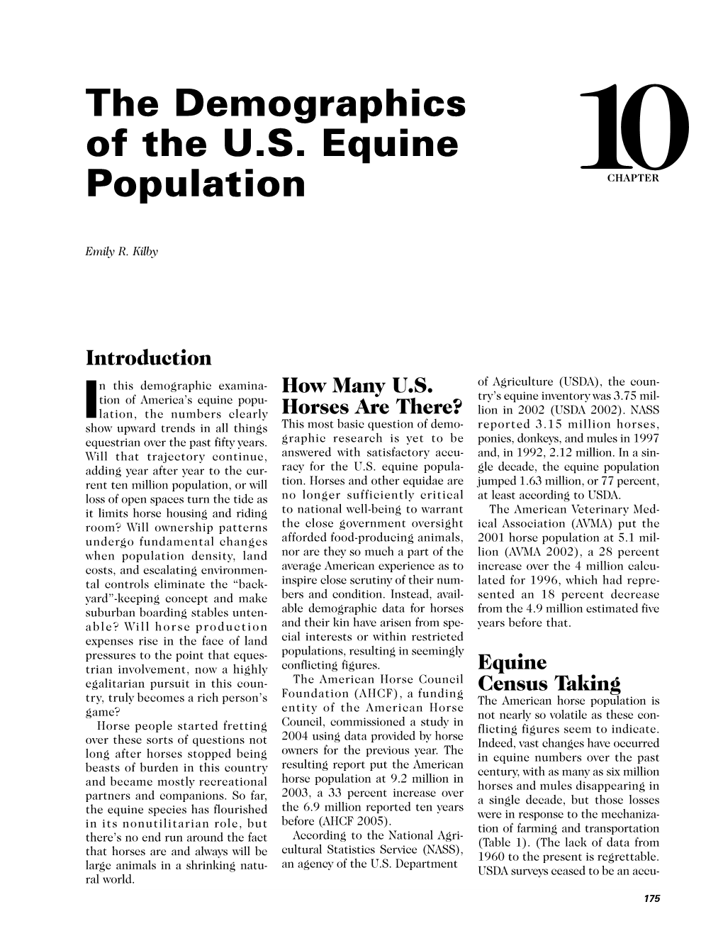 The Demographics of the U.S. Equine Population 10CHAPTER