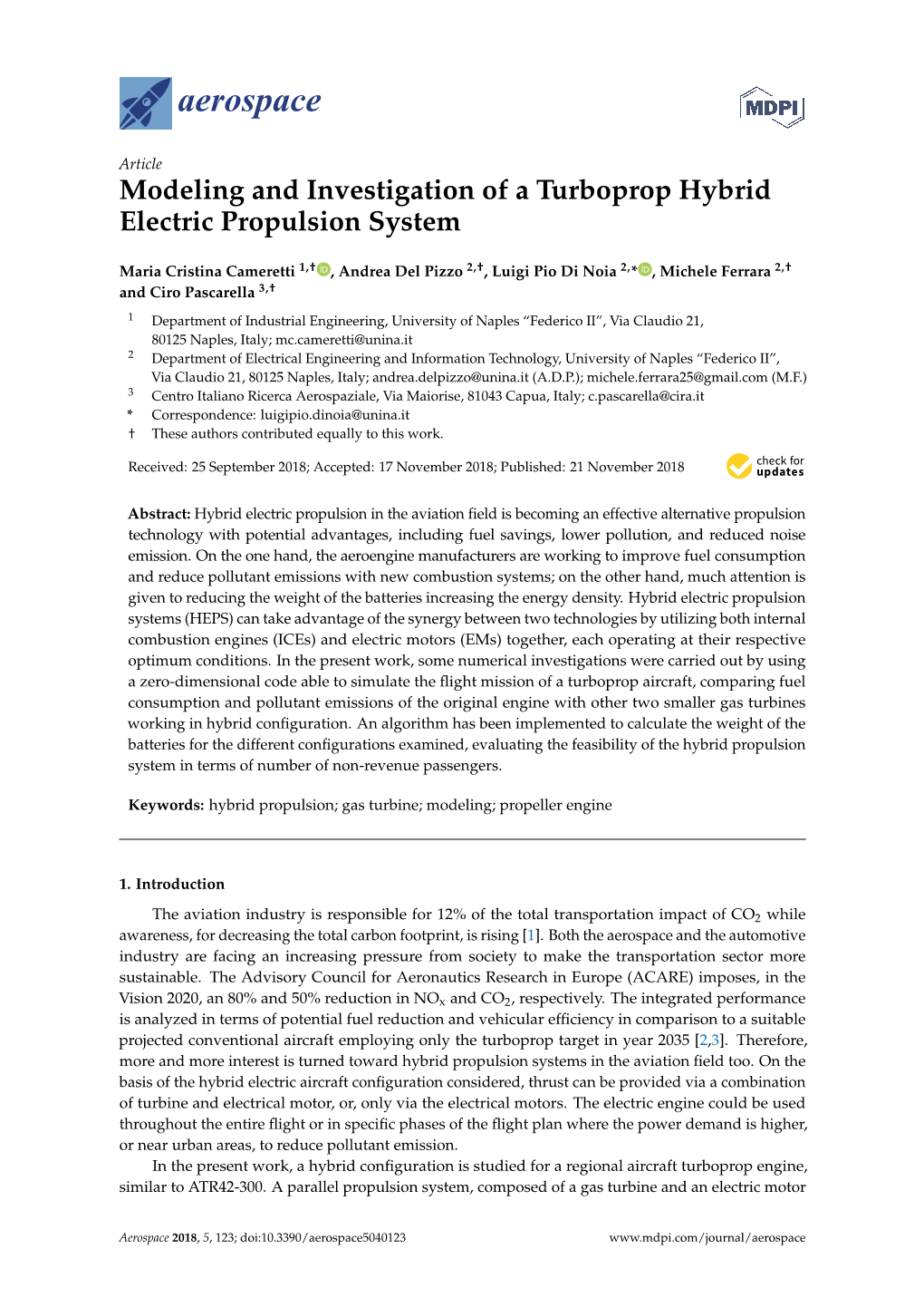 Modeling and Investigation of a Turboprop Hybrid Electric Propulsion System