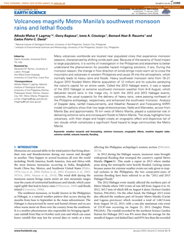 Volcanoes Magnify Metro Manila's Southwest Monsoon Rains And
