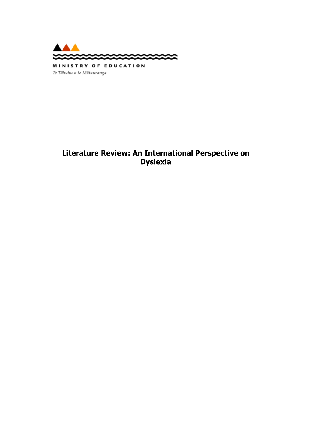 Literature Review: an International Perspective on Dyslexia