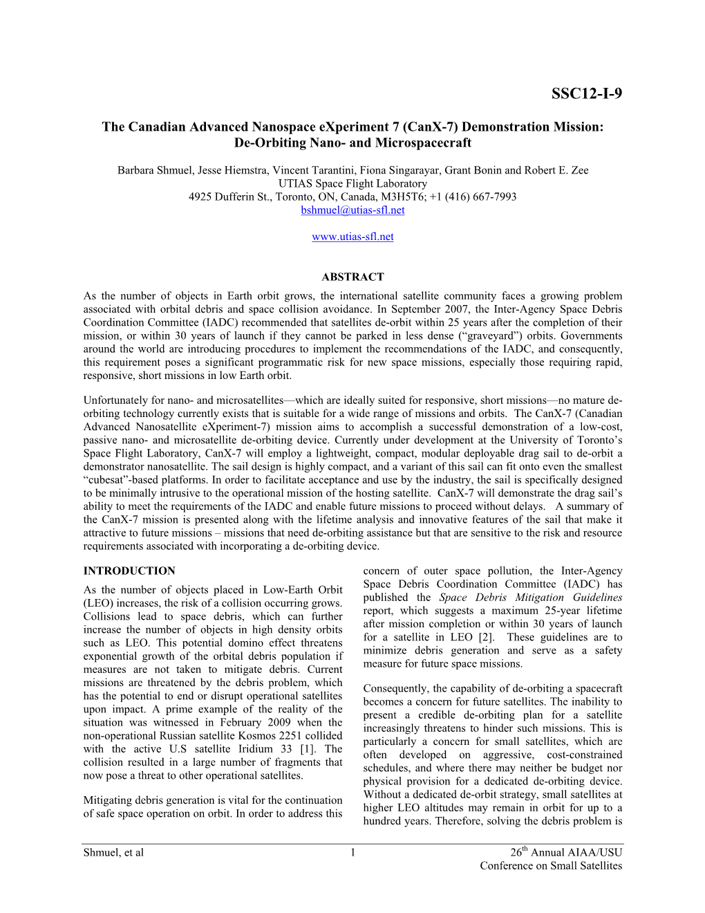 Canx-7) Demonstration Mission: De-Orbiting Nano- and Microspacecraft