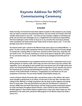 Keynote Address for ROTC Commissioning Ceremony