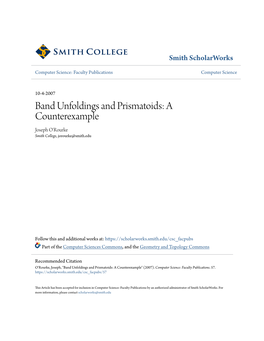 Band Unfoldings and Prismatoids: a Counterexample Joseph O'rourke Smith College, Jorourke@Smith.Edu