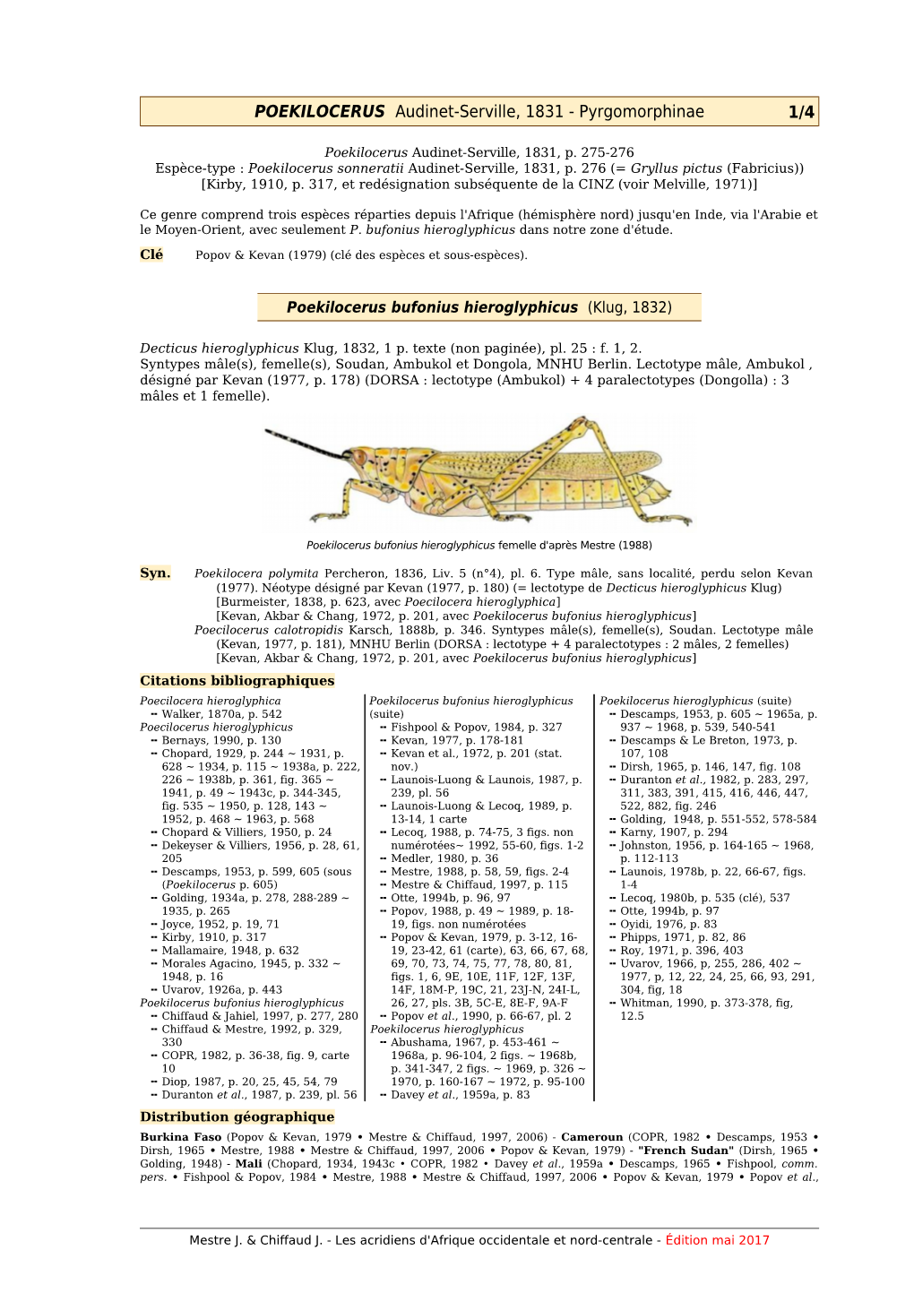 Poekilocerus Catalogue 2017