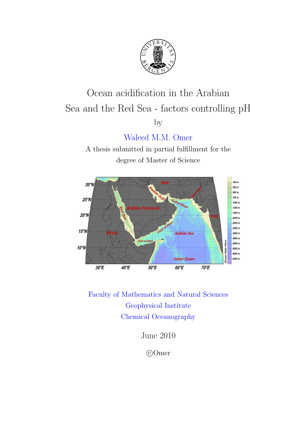Ocean Acidification in the Arabian Sea and the Red