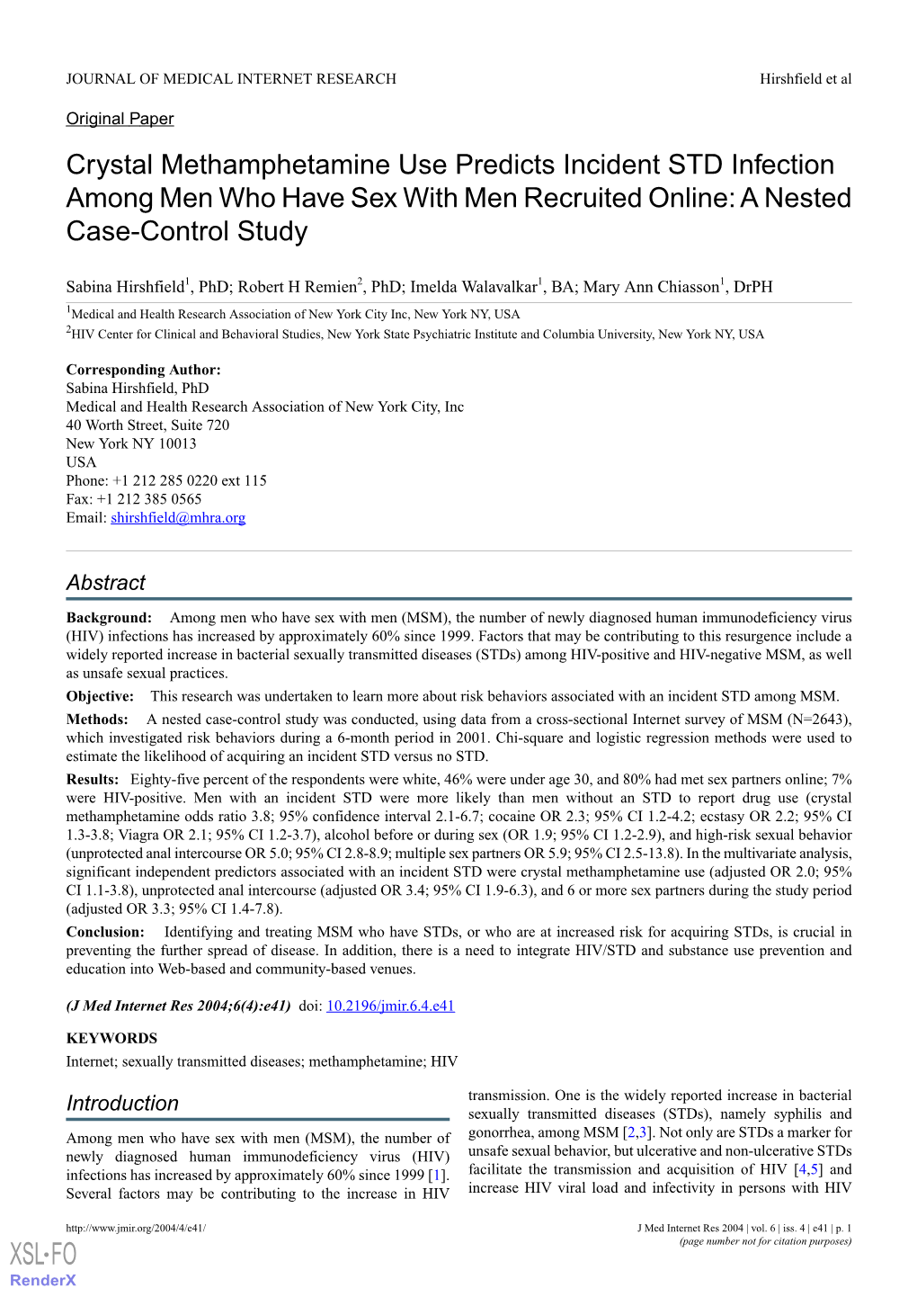 Crystal Methamphetamine Use Predicts Incident STD Infection Among Men Who Have Sex with Men Recruited Online: a Nested Case-Control Study