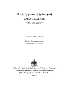 Pakistan Abstract of Social Science Vol