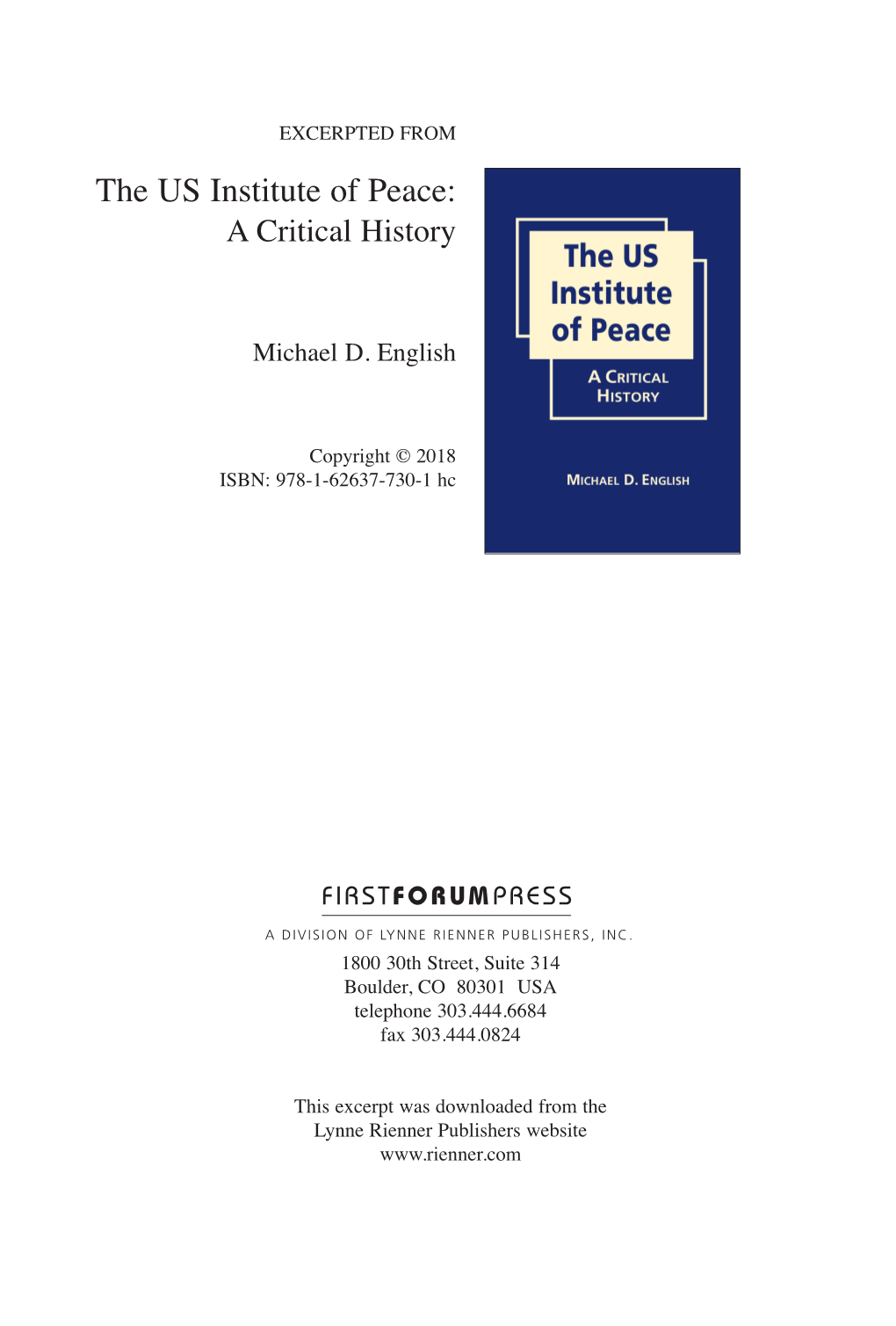 The US Institute of Peace: a Critical History