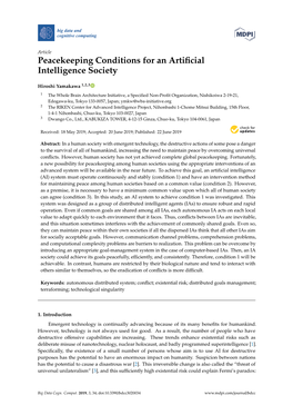 Peacekeeping Conditions for an Artificial Intelligence Society