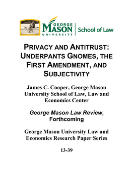 Privacy and Antitrust: Underpants Gnomes, the First Amendment, and Subjectivity