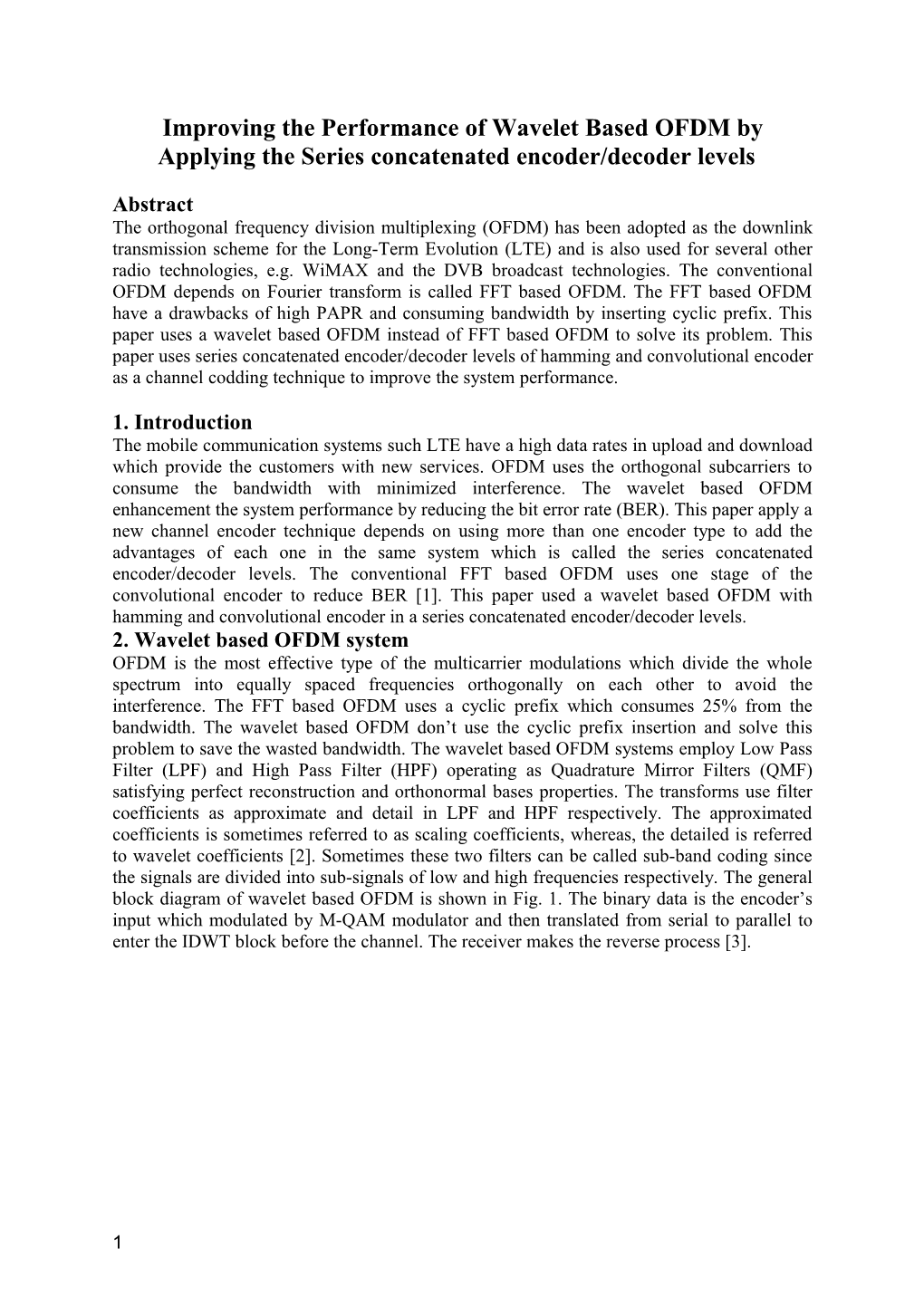 2. Wavelet Based OFDM System