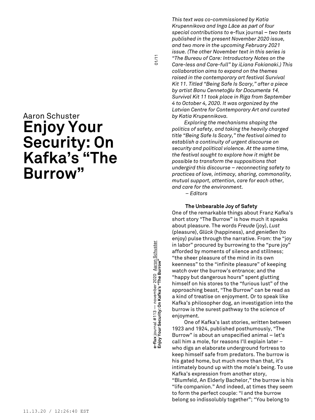 On Kafka's “The Burrow”