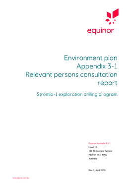 Environment Plan Appendix 3-1 Relevant Persons Consultation Report