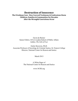 NCRJ White Paper on the Jesse Friedman Case