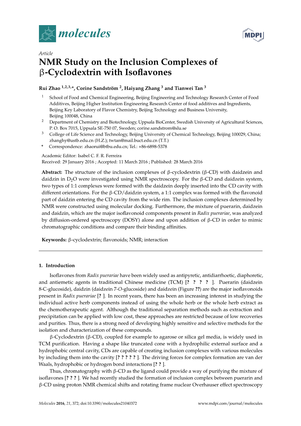 Cyclodextrin with Isoflavones