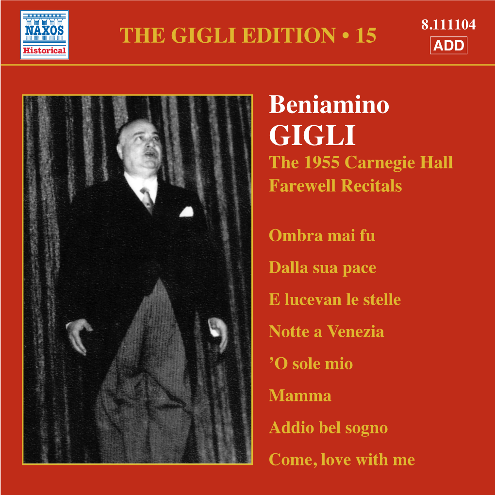 Beniamino Gigli (1890-1957) Concert Hall