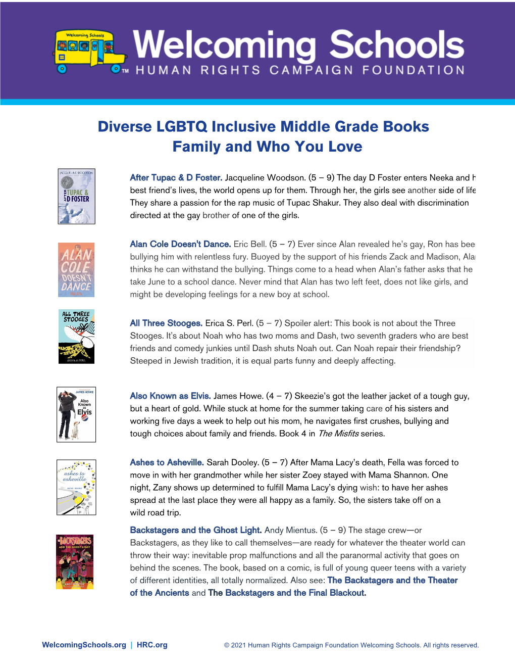 WS Diverse LGBTQ Inclusive Middle Grade Books