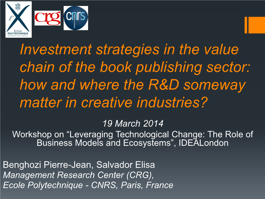 Investment Strategies in the Value Chain of the Book Publishing Sector