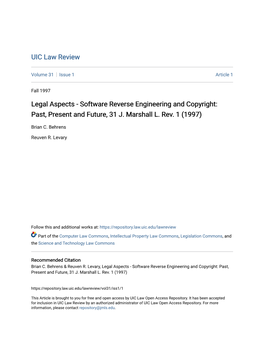 Software Reverse Engineering and Copyright: Past, Present and Future, 31 J